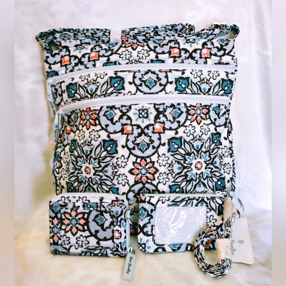 Vera Bradley Trio Zip Hipster, RFID Petite Zip-Around Wallet & Zip ID & Lanyard